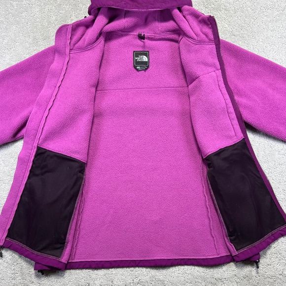 The North Face Denali Jacket Wmns XL Pink Purple Hooded Fleece Polartec Recycled - Picture 6 of 15